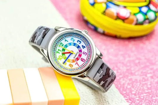 Timely Kids® Grey Camo Rainbow Time Teacher Watch