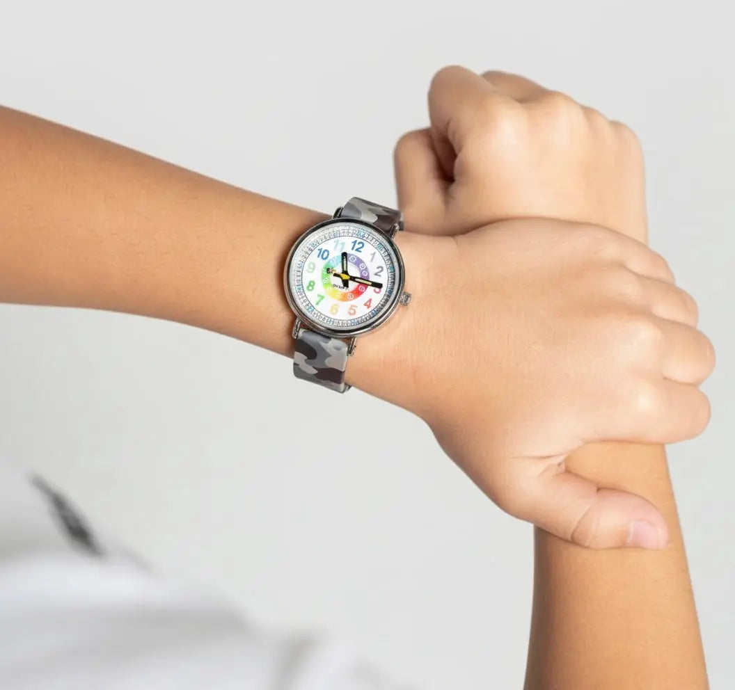 Timely Kids® Grey Camo Rainbow Time Teacher Watch